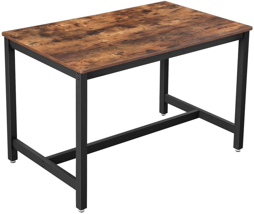 Petite table à manger industriel bois vintage et acier noir Kaza 120 cm - Photo n°1