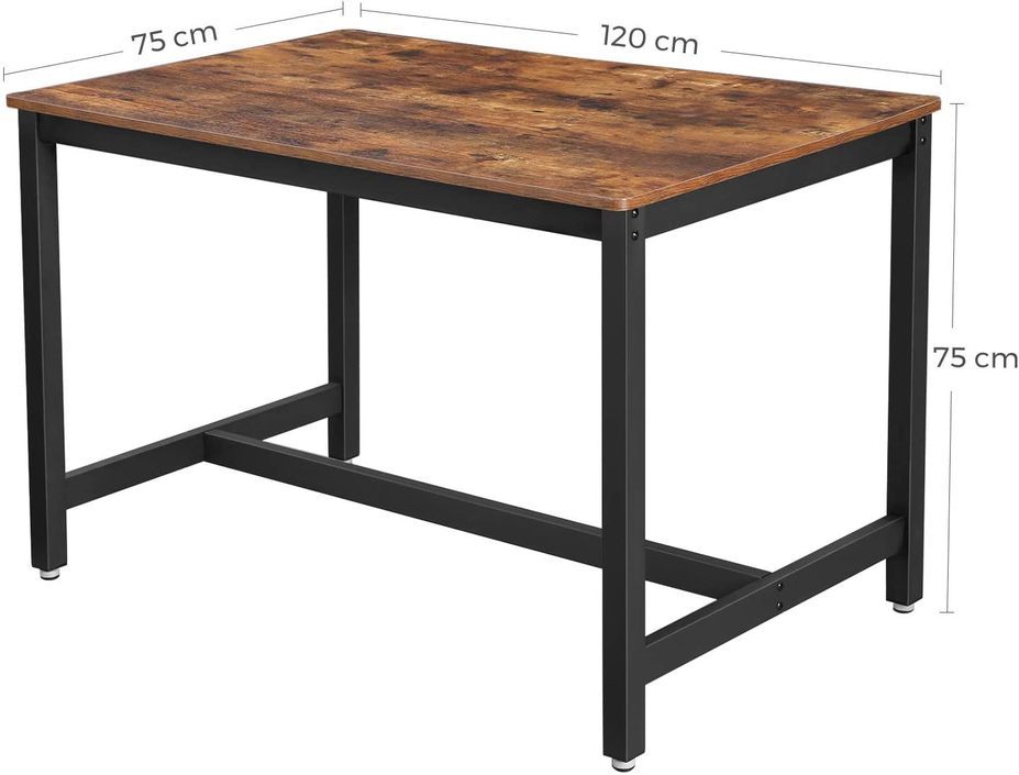 Petite table à manger industriel bois vintage et acier noir Kaza 120 cm - Photo n°6