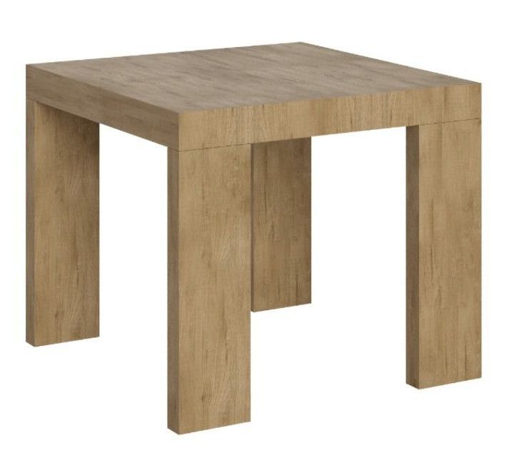 Petite table carrée extensible 90 à 246 cm bois clair Ribo - Photo n°1