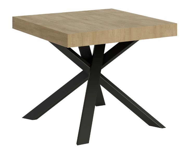 Petite table carrée extensible 90x90/194 cm pieds acier anthracite Karzy - Photo n°4