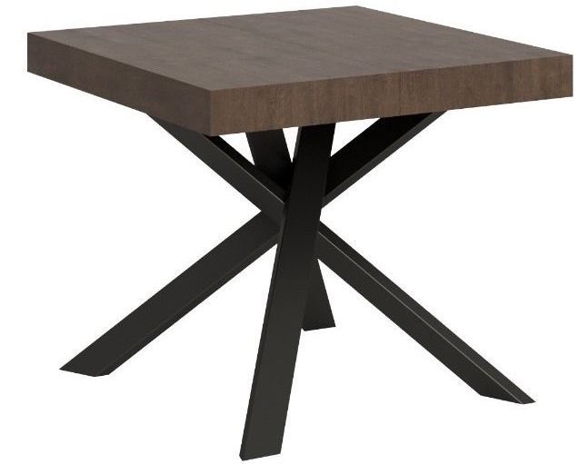 Petite table carrée extensible 90x90/194 cm pieds acier anthracite Karzy - Photo n°1