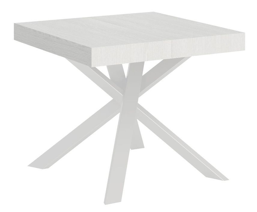 Petite table carrée extensible 90x90/194 cm pieds acier blanc Karzy - Photo n°1