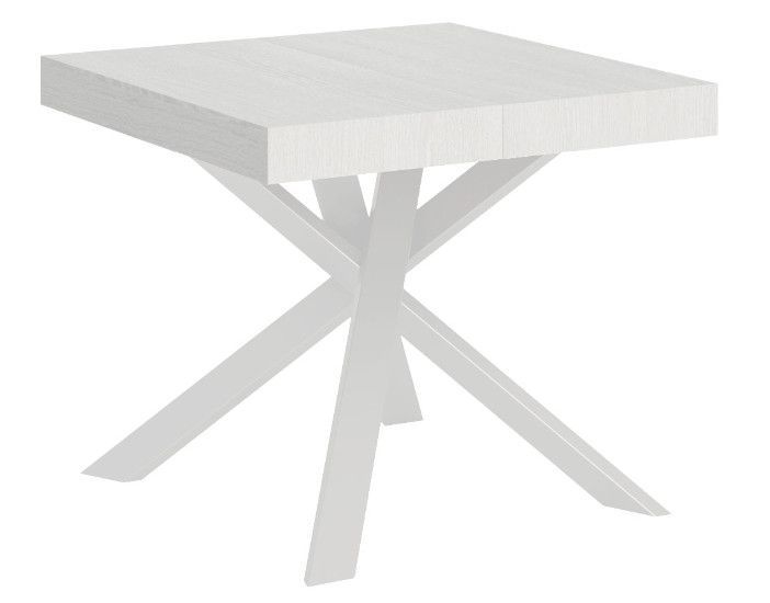 Petite table carrée extensible 90x90/194 cm pieds acier blanc Karzy - Photo n°4