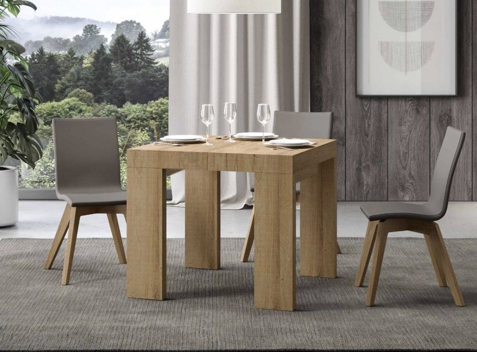 Petite table carrée extensible 90x90/246 cm Ribo - Photo n°2