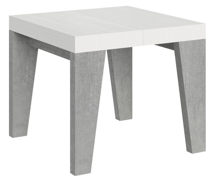 Petite table carrée extensible bois blanc et gris 90 à 246 cm Naxo - Photo n°1