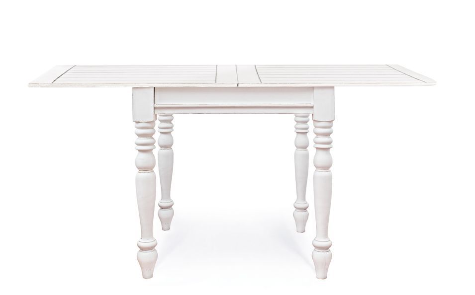 Petite table carrée extensible de 80 cm en bois de manguier blanc patiné Kolita 80/160 cm - Photo n°6