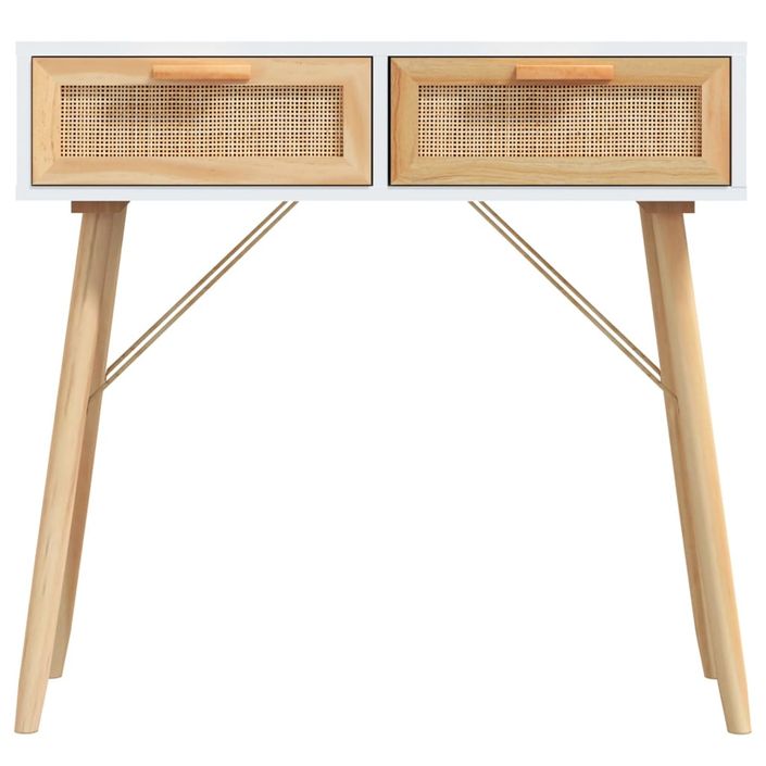 Petite table console en bois 2 tiroirs en Rotin naturel 80 cm - Modèle Kaliga - Photo n°1