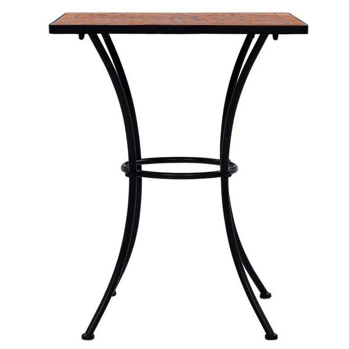 Petite table de jardin carrée céramique marron et métal noir Keani - Photo n°2