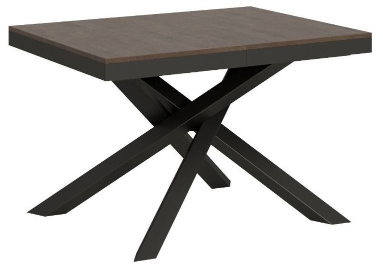 Petite table extensible bois foncé et cadre anthracite 120/224 cm Klass - Photo n°1