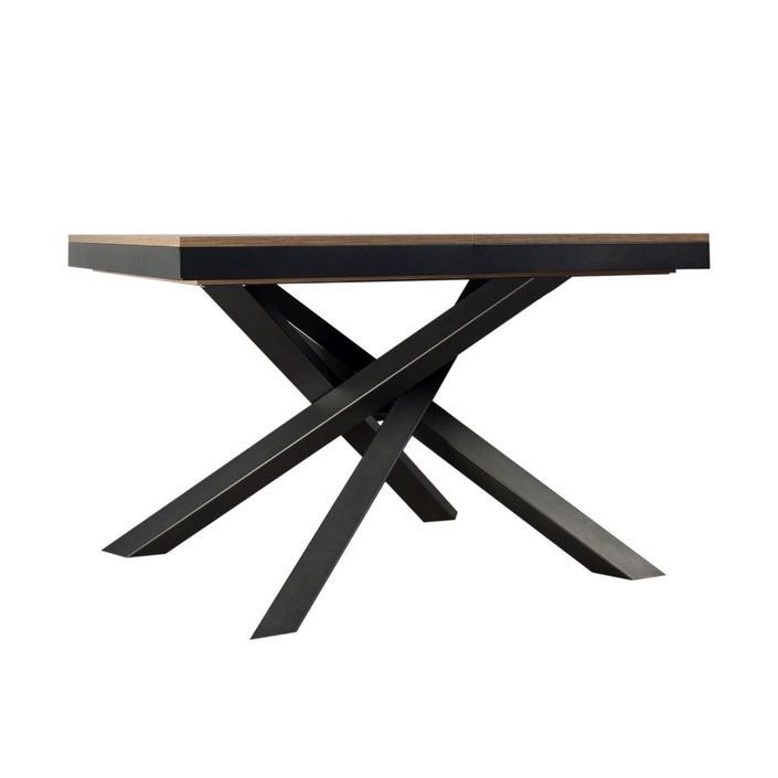 Petite table extensible bois foncé et cadre anthracite 120/224 cm Klass - Photo n°7