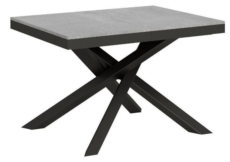 Petite table extensible gris béton et cadre anthracite 120/224 cm Klass - Photo n°1