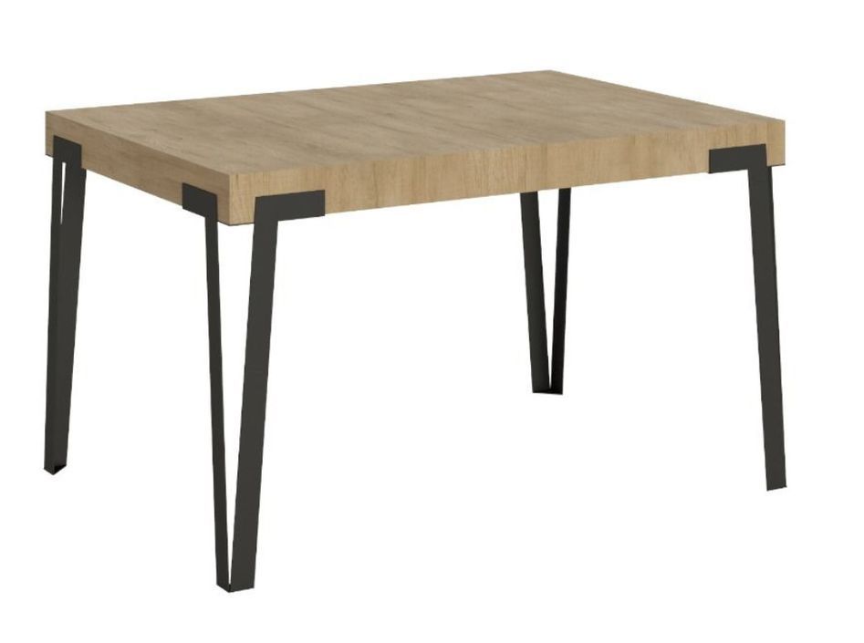Petite table extensible rectangulaire bois clair et pieds métal anthracite L 130 à 234 cm Konta - Photo n°3