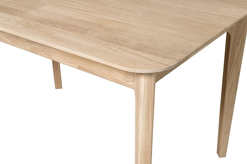 Petite table rectangulaire extensible 120 à 160 cm en bois de chêne blanchi Franka - Photo n°6
