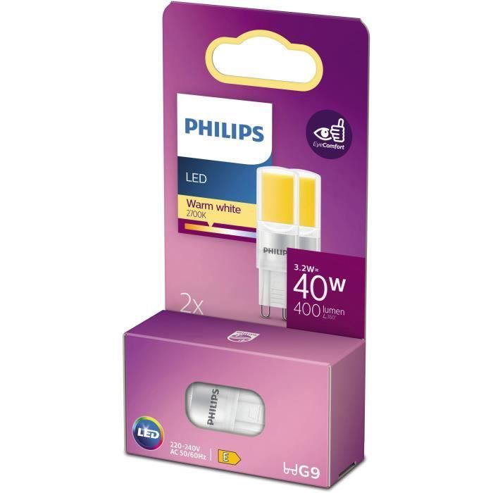 PHILIPS Ampoule LED Capsule G9 - 40W Blanc Chaud - Verre - Lot de 2 - Photo n°1