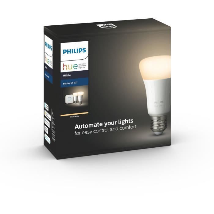 PHILIPS HUE Pack de 2 ampoules White - 9,5 W - E27 - Bluetooth - Photo n°1