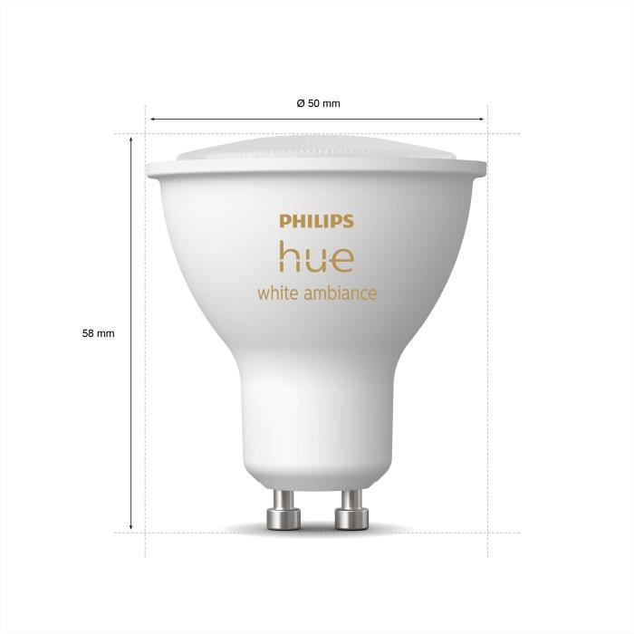 PHILIPS Hue White Ambiance - Ampoule LED connectée GU10 - Compatible Bluetooth - Photo n°2