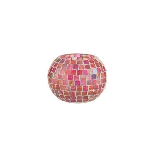 Photophore boule verre rose à mosaïque Veeda H 8 cm - Photo n°1
