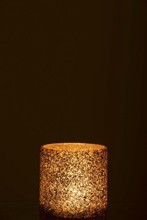 Photophore verre à paillettes dorées Ysarg 12 cm - Lot de 6 - Photo n°3