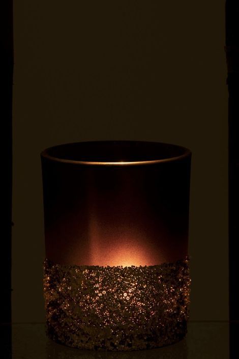 Photophore verre noir mat et paillettes dorées Ysarg - Lot de 8 - Photo n°4