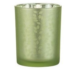 Photophore verre vert à feuilles Ocel H 12 cm - Photo n°2
