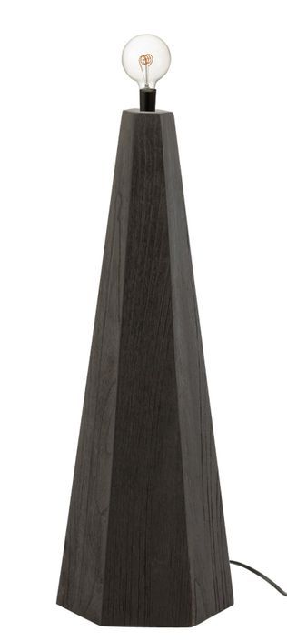 Pied de lampe octogonal en bois noir Jaya H 70 cm - Photo n°2