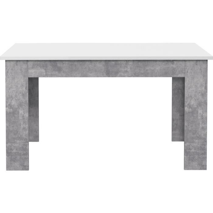 PILVI Table a manger - Blanc et béton gris clair - L 140 x I90 x H 75 cm - Photo n°2