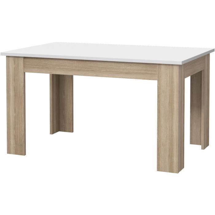 PILVI Table a manger - Blanc et chene sonoma - L 140 x I90 x H 75 cm - Photo n°1