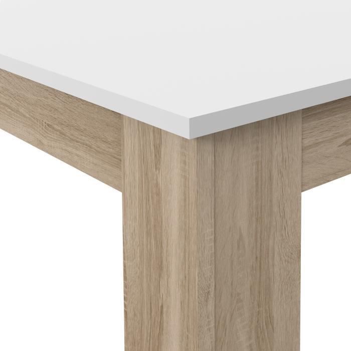 PILVI Table a manger - Blanc et chene sonoma - L 140 x I90 x H 75 cm - Photo n°4