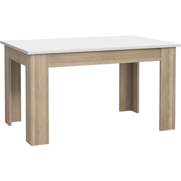 PILVI Table a manger - Blanc et chene sonoma - L 140 x I90 x H 75 cm - Photo n°5