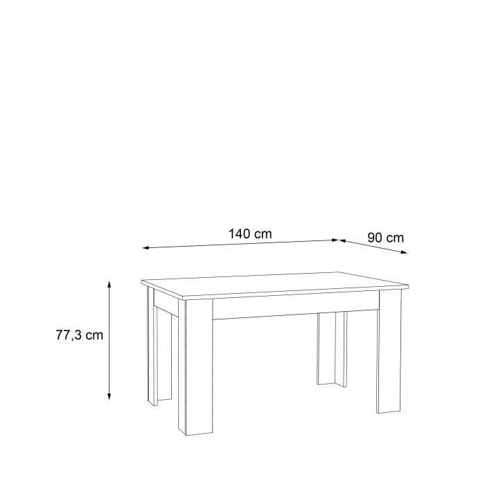 PILVI Table a manger - Blanc et chene sonoma - L 140 x I90 x H 75 cm - Photo n°6