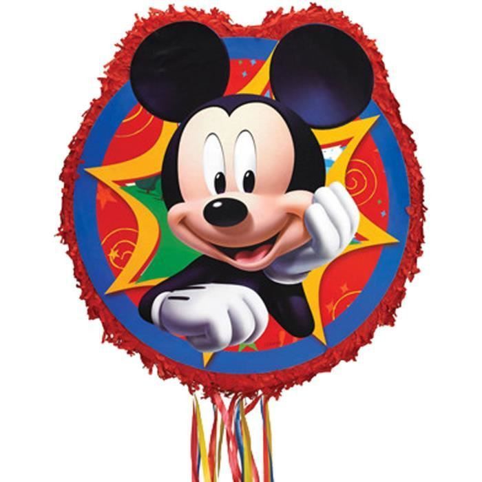 Pinata a ficelles Mickey Mouse en papier et plastique - 45 x 46,9 x 7,6 cm - P34106 - Photo n°1