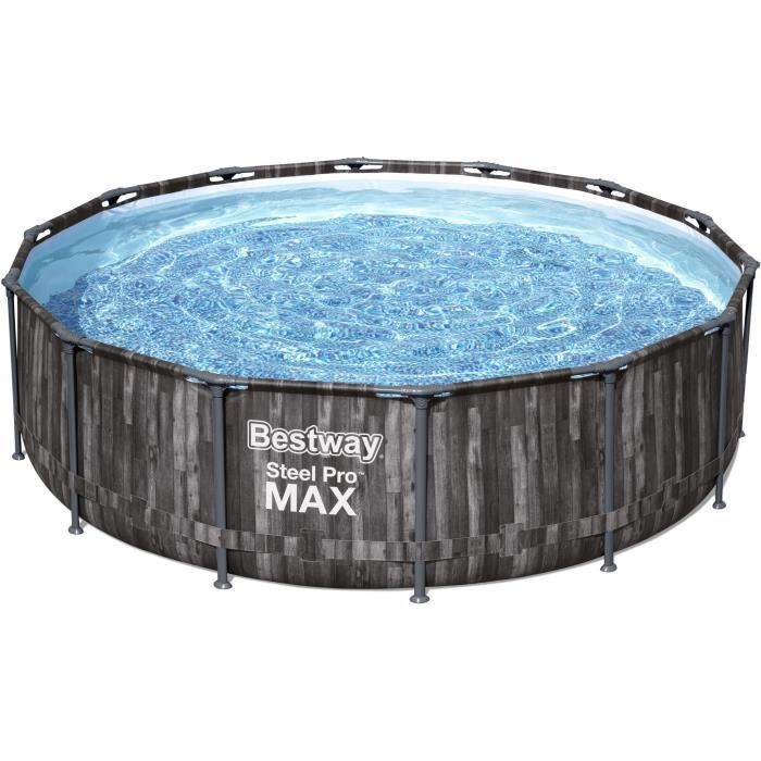 Piscine hors sol BESTWAY Steel Pro Max ronde - Décor bois - 427 x 107 cm - Photo n°1