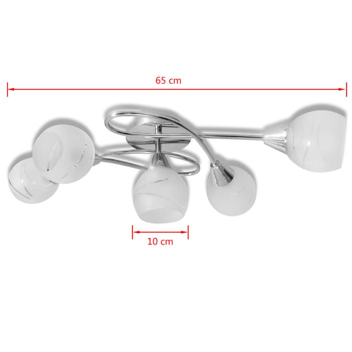 Plafonnier avec abat-jours en verre pour 5 ampoules E14 - Photo n°5