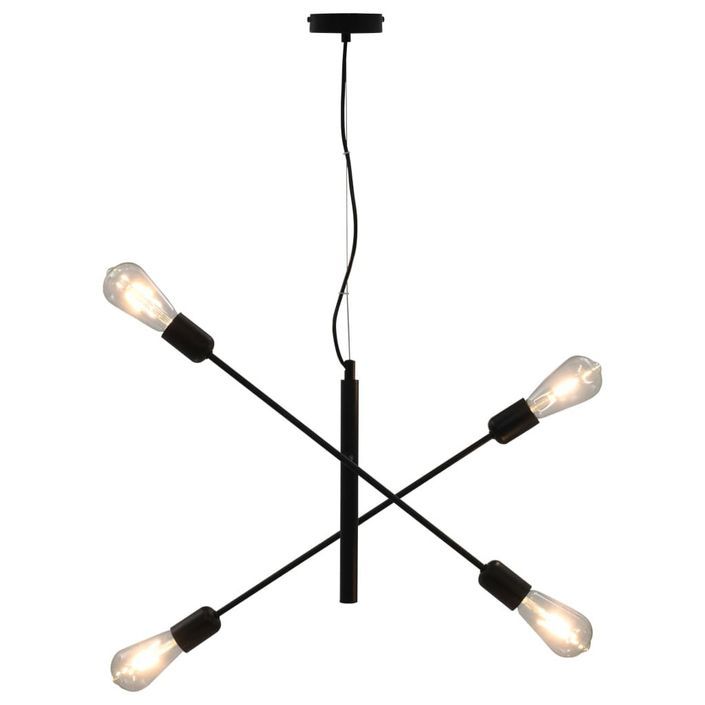 Plafonnier avec ampoules à filament 2 W Noir E27 2 - Photo n°1