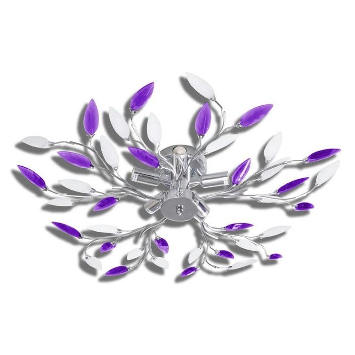 Plafonnier avec bras en acrylique Violet et blanc 5ampoules E14 - Photo n°1