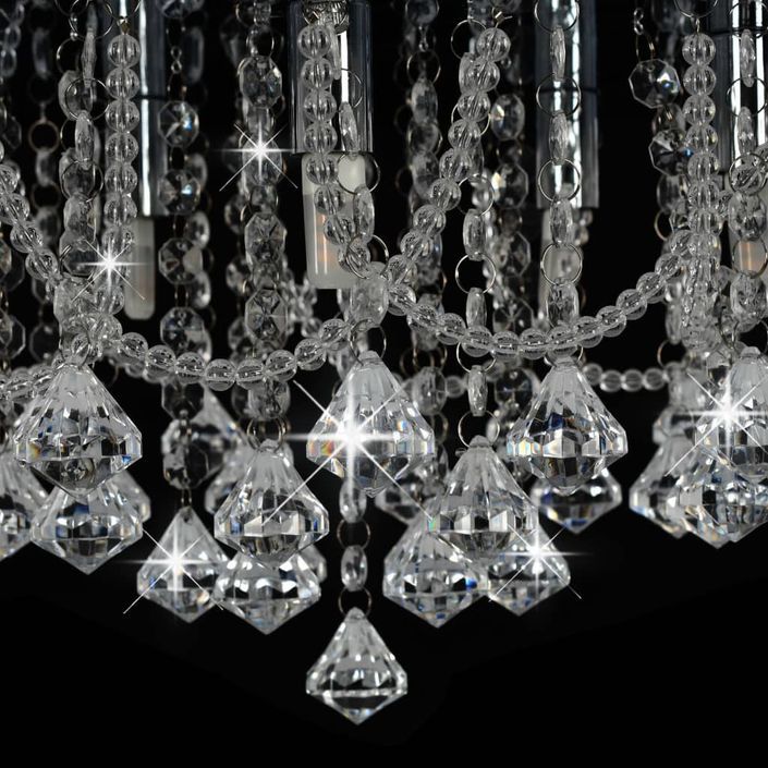 Plafonnier avec perles de cristal Argenté Rond 4 ampoules G9 2 - Photo n°5
