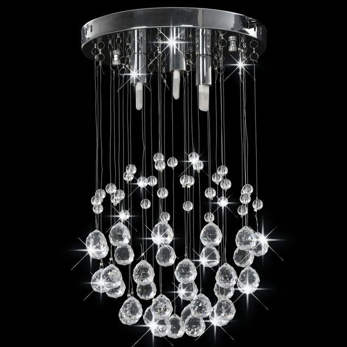 Plafonnier avec perles de cristal Argenté Sphère 3 ampoules G9 - Photo n°3
