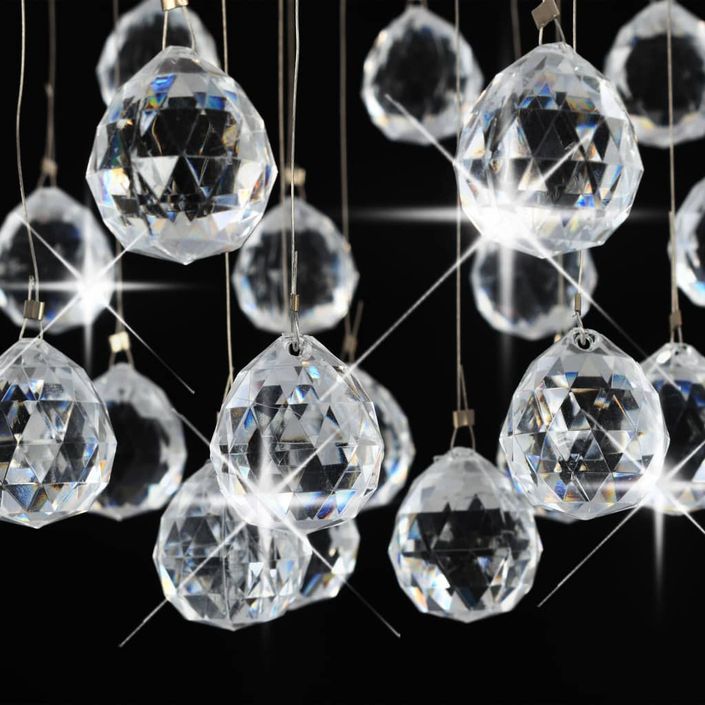 Plafonnier avec perles de cristal Argenté Sphère 3 ampoules G9 - Photo n°4