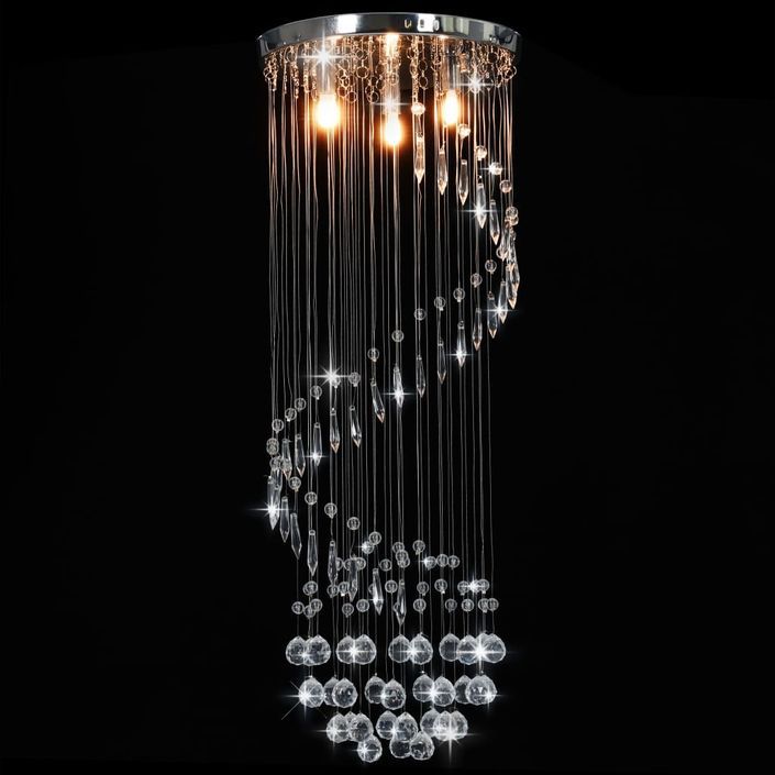 Plafonnier avec perles de cristal Argenté Spirale G9 - Photo n°2
