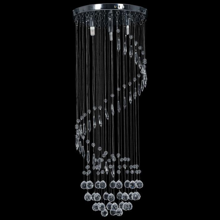 Plafonnier avec perles de cristal Argenté Spirale G9 - Photo n°3