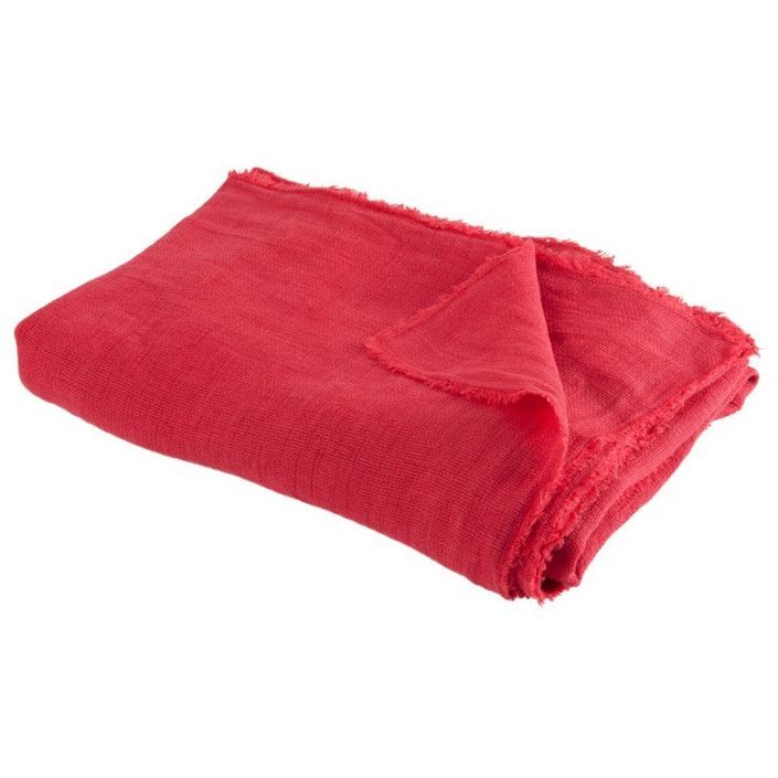Plaid délavé tissu rouge Bothar - Photo n°1