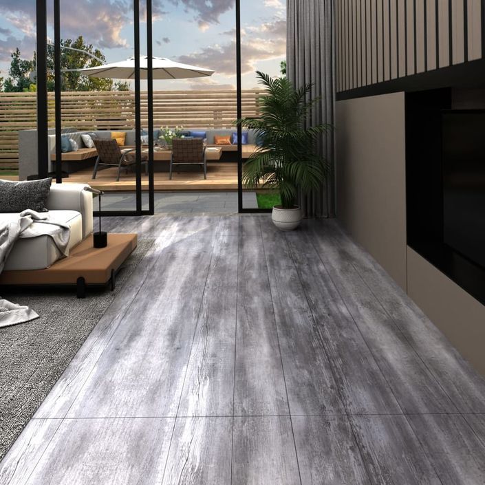 Planche de plancher PVC autoadhésif 5,21 m² 2 mm Gris bois mat - Photo n°1