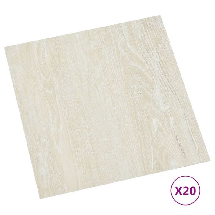 Planches de plancher autoadhésives 20 pcs PVC 1,86 m² Crème - Photo n°2