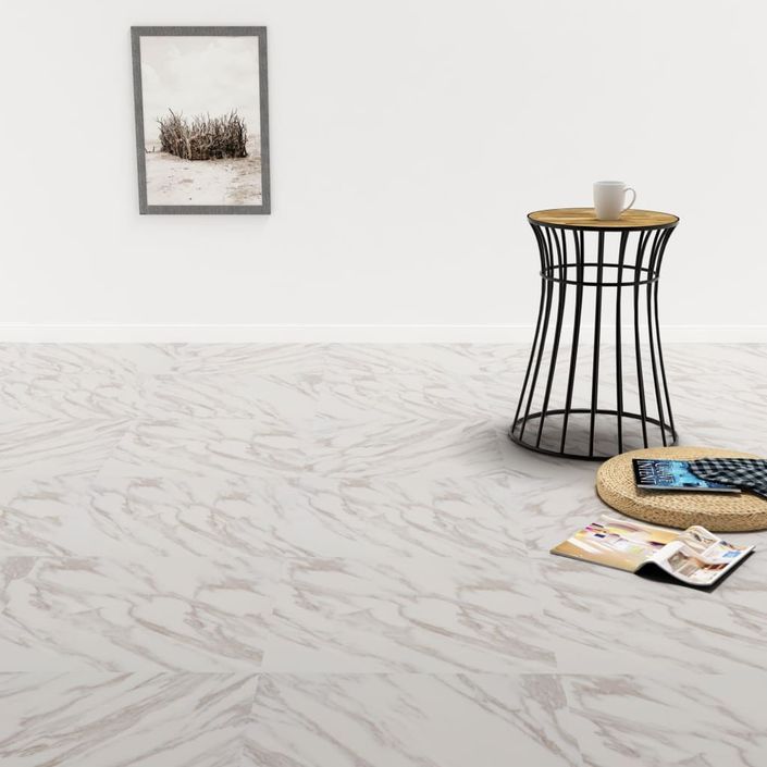 Planches plancher autoadhésives 20 pcs PVC 1,86 m² Marbre blanc - Photo n°1