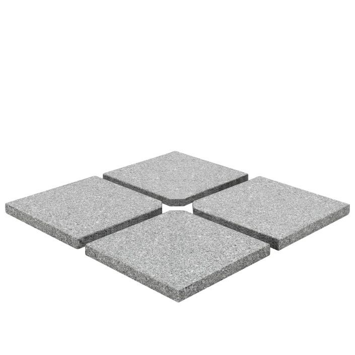 Plaques de poids de parasol 4 pcs Granit Gris Carré 100 kg - Photo n°2