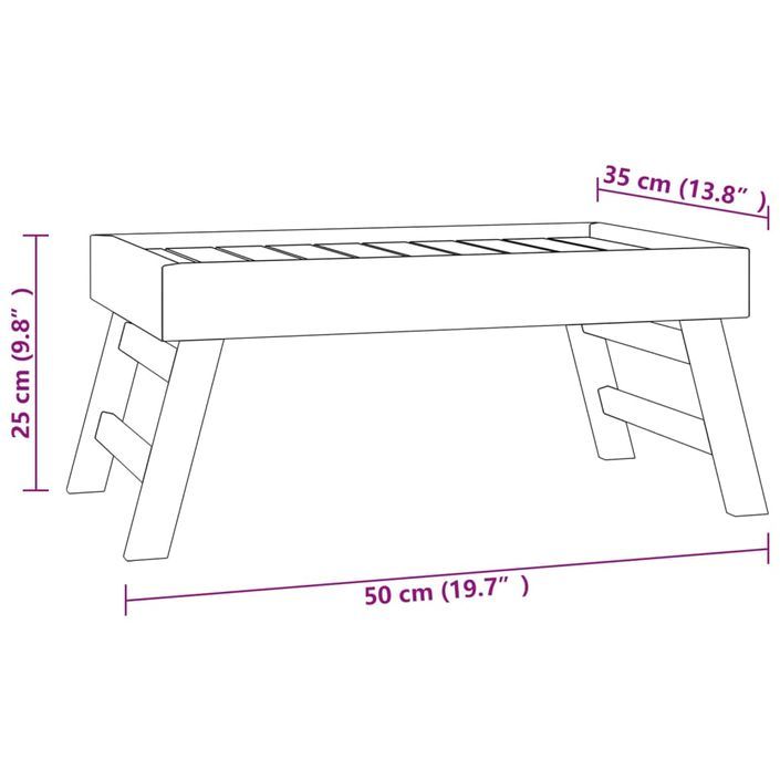 Plateau pliable 55x35x25 cm Bois de teck massif - Photo n°7