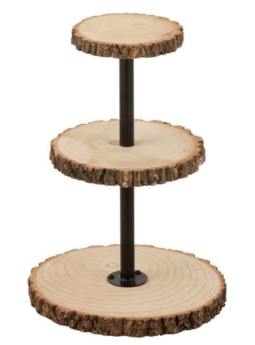 Plateau rond avec 3 niveaux bois naturel Jacy D 35 cm - Photo n°1