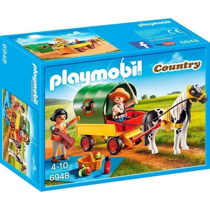 PLAYMOBIL 6948 - Country - Enfants avec Chariot et Poney - Photo n°1