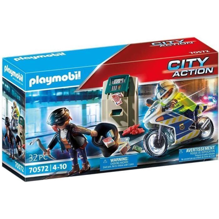 PLAYMOBIL - 70572 - Police Policier avec moto et voleur - Photo n°1