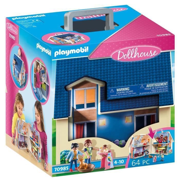 PLAYMOBIL - 70985 - Maison Transportable Bleue - Photo n°1